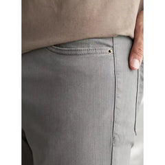 MAX FASHION Plain Slim Fit Jeans with Pockets-Gray
