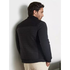 Woven Panel Jacket with Zip Closure Black