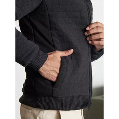 Woven Panel Jacket with Zip Closure Black