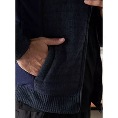 Woven Panel Jacket with Zip Closure Blue