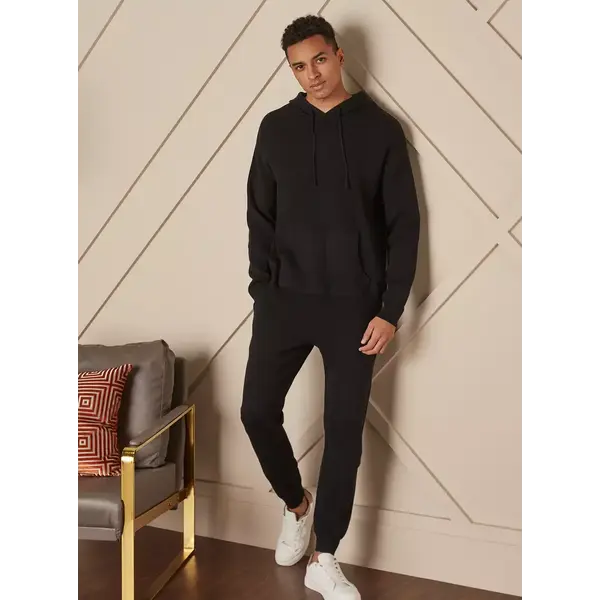 Plain Hoodie with Kangaroo Pockets Black