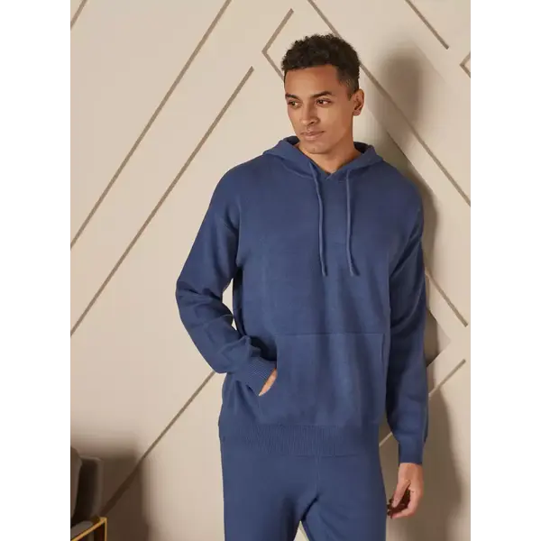 Plain Hoodie with Kangaroo Pockets Blue
