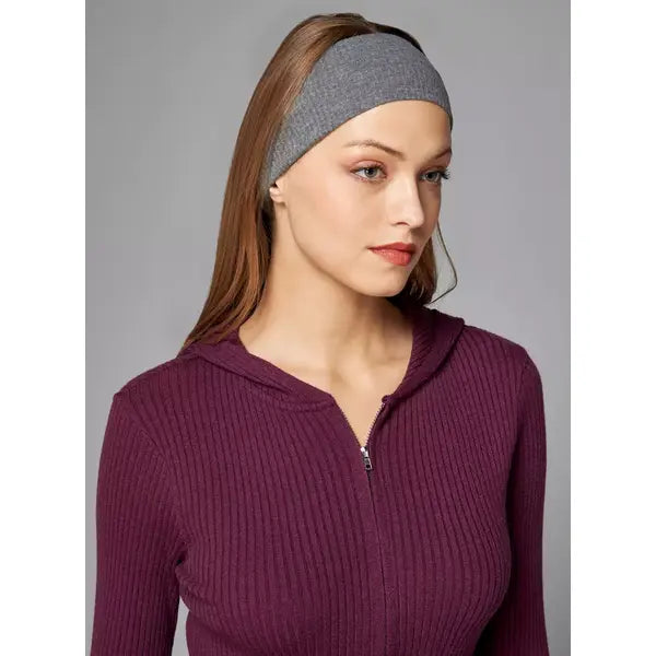 MAX FASHION Ribbed Zip Through Cropped Jacket with Hood-Purple