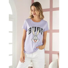 MAX FASHION Bugs Bunny Print T-shirt-Purple