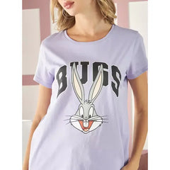 MAX FASHION Bugs Bunny Print T-shirt-Purple