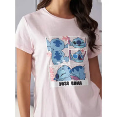 MAX FASHION Stitch Print T-shirt-Purple