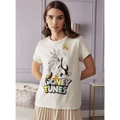 MAX FASHION Looney Tunes Print T-shirt-White