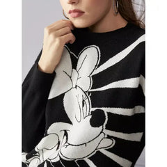 MAX FASHION Minnie Mouse Print Jumper-Black