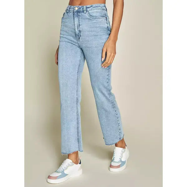 MAX FASHION High-Rise Straight Fit Cropped Jeans-Blue