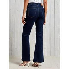 MAX FASHION Plain Flared Jeans-Blue