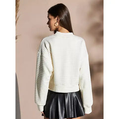 MAX FASHION Quilted Bomber Jacket-White