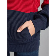 Textured Panelled Sweater with Hood Multicolour