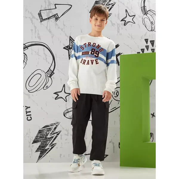 Max fashion Varsity Applique Sweater white