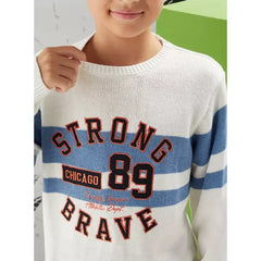 Max fashion Varsity Applique Sweater white