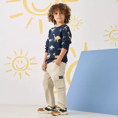 Max fashion Dinosaur Print Cotton Sweater Blue