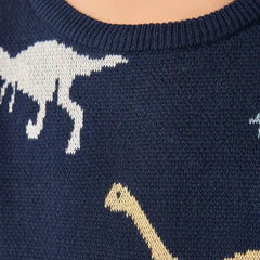 Max fashion Dinosaur Print Cotton Sweater Blue