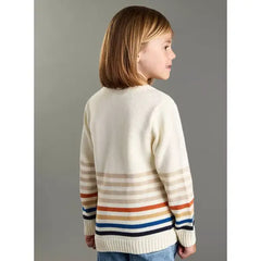 Max fashion Shark 3D Applique Striped Sweater