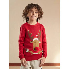 Reindeer Embroidered Sweater Red