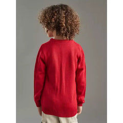 Reindeer Embroidered Sweater Red