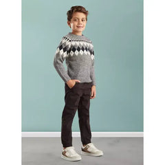 Fair Isle Knitted Sweater with Long Sleeves
