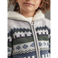 Max fashion Dinosaur Sherpa Lined Hooded Sweater gray