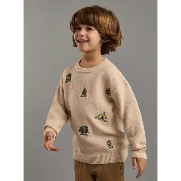 Embroidered Sweater Brown