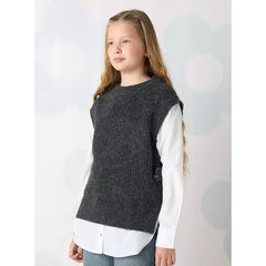 Max fashion Textured Twofer Top black
