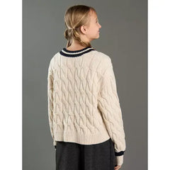 Tennis Sweater with Contrast V-Neck Detail