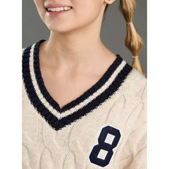 Tennis Sweater with Contrast V-Neck Detail