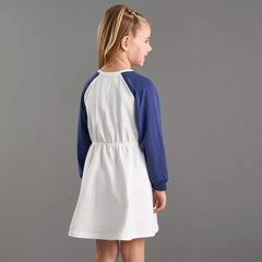 Max fashion Varsity Print Sweat Dress with Raglan Sleeves cream