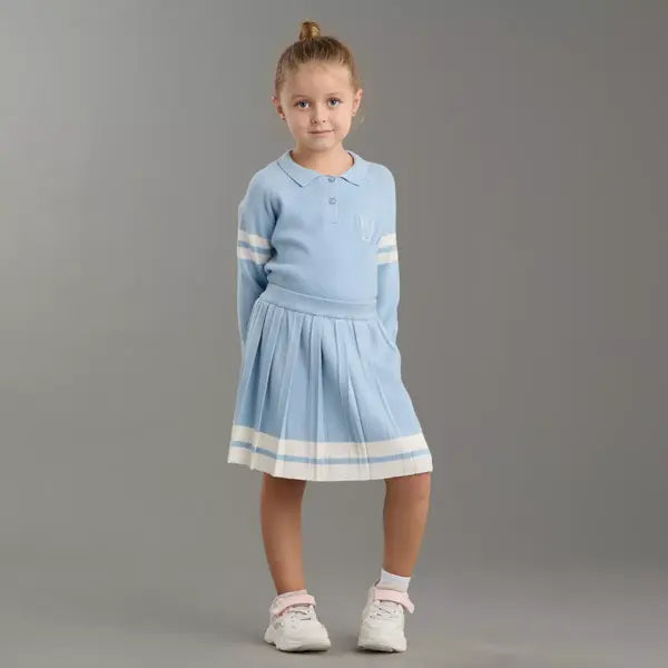 Max fashion Varsity Sweater and Skirt Set blue