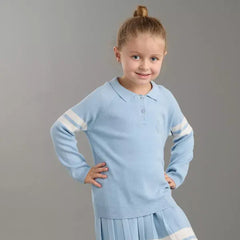 Max fashion Varsity Sweater and Skirt Set blue