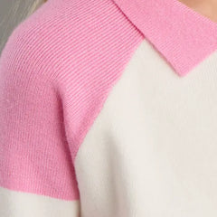 Max fashion Varsity Applique Sweater with Skirt pink