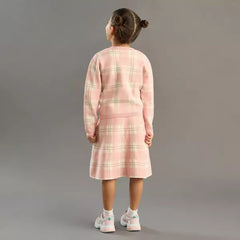 Max fashion Checked Sweater and Skirt Set pink
