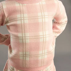 Max fashion Checked Sweater and Skirt Set pink