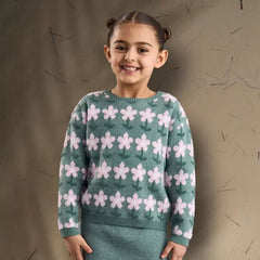 Max fashion Floral Textured Sweater and Skirt Set green