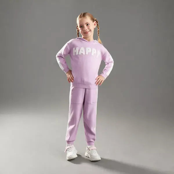 Max fashion Applique Detail Hooded Sweater and Joggers Set purple