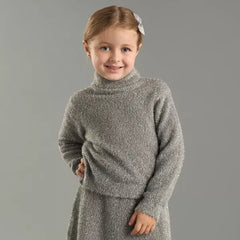 Max fashion Lurex Yarn Turtleneck Sweater with Skirt gray