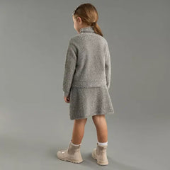 Max fashion Lurex Yarn Turtleneck Sweater with Skirt gray