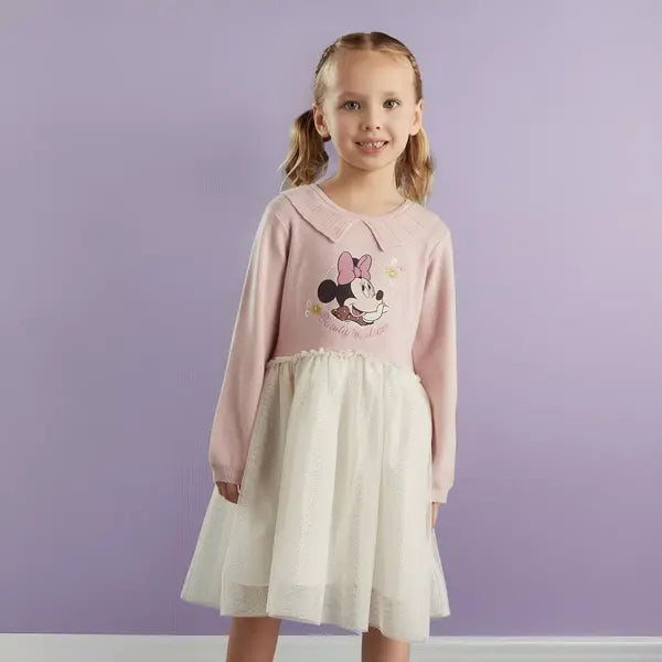 Max fashion Minnie Mouse Print Collared Sweater Dress pink