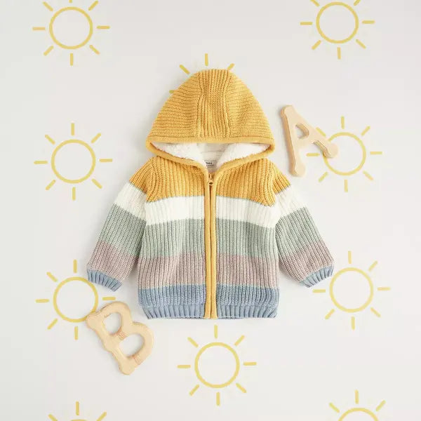 Max fashion Textured Zip Through Hooded Cardigan multicolour