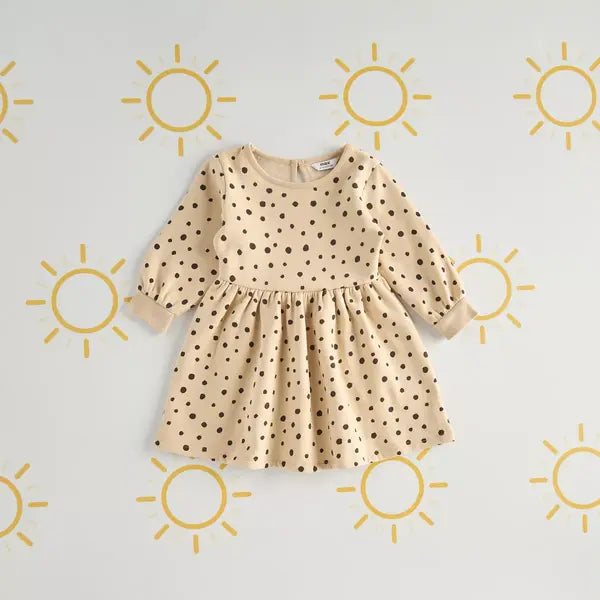 Max fashion All-Over Polka Dot Print Cotton Sweat Dress cream