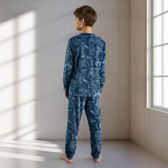 Max fashion All-Over Game Print Velour Pyjama Set blue