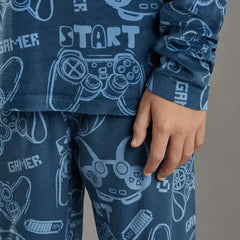 Max fashion All-Over Game Print Velour Pyjama Set blue