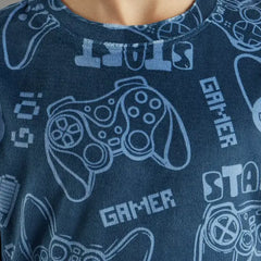 Max fashion All-Over Game Print Velour Pyjama Set blue