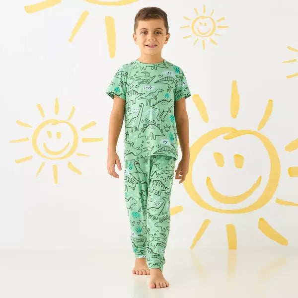 Max fashion All-Over Dinosaur Print T-shirt and Pyjama Set green