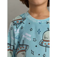 Max fashion All-Over Spaceship Print T-shirt and Pyjama Set blue