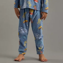 Max fashion All-Over Food Print T-shirt and Pyjama Set blue