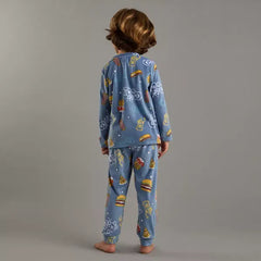Max fashion All-Over Food Print T-shirt and Pyjama Set blue