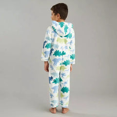 Max fashion All-Over Dinosaur Print Onesie with Hood blue